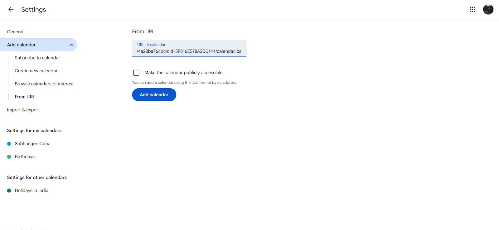 Instellingen voor Google Agenda