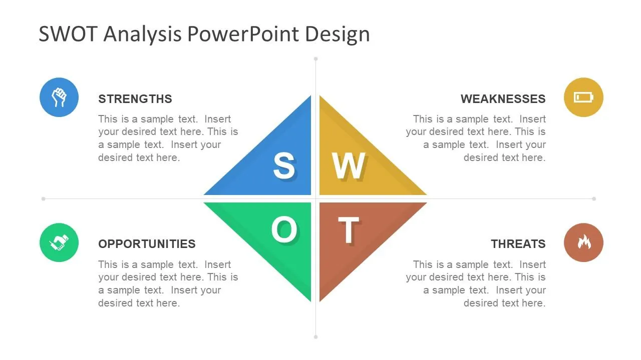 Ejemplo de plantilla de análisis DAFO de PowerPoint Diamond