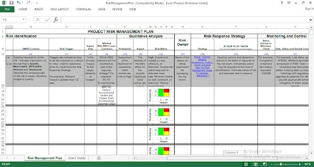 Plantilla de Excel para análisis de riesgos y plan de gestión de ExcelHub