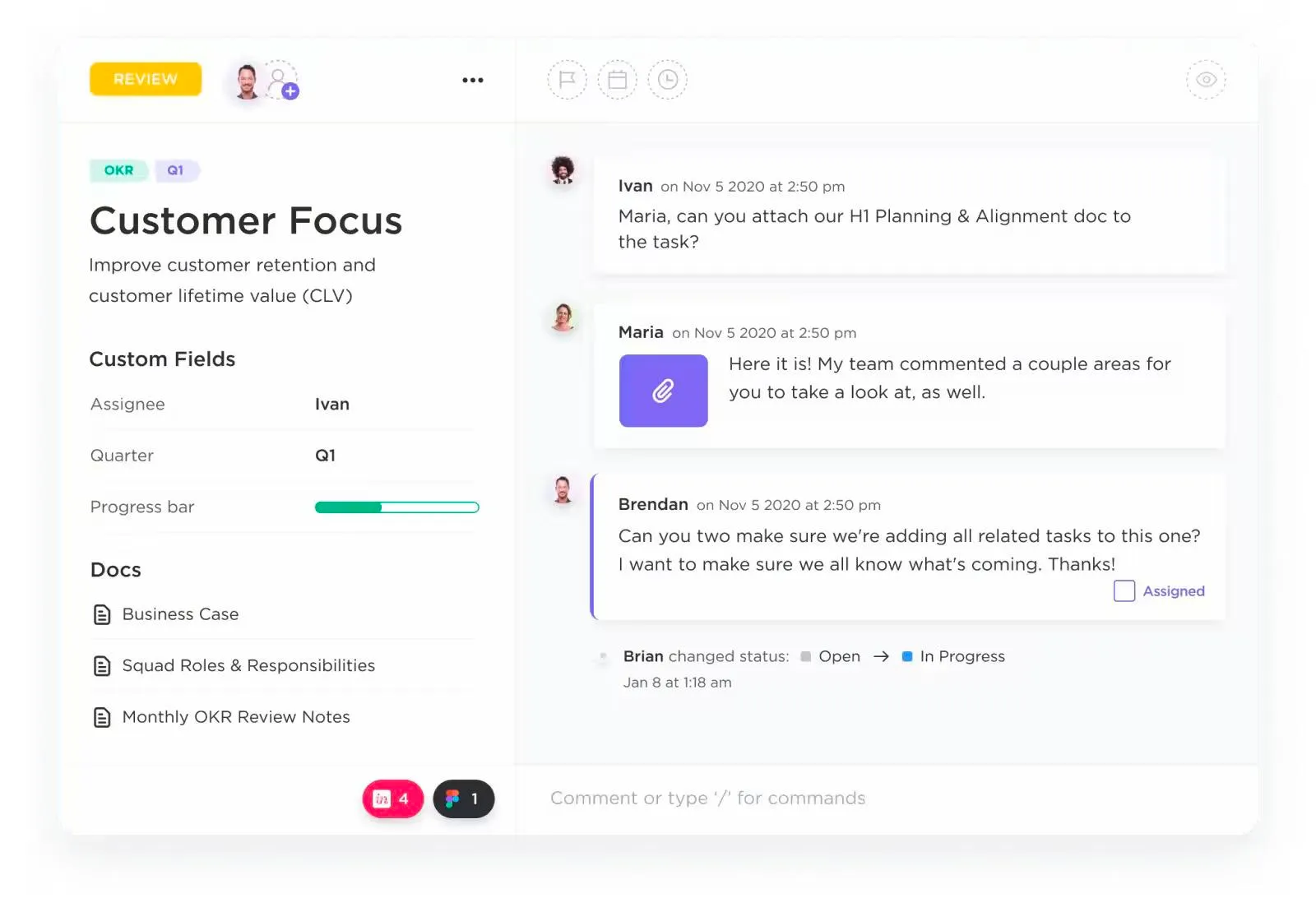 ClickUp의 프로젝트 관리 도구