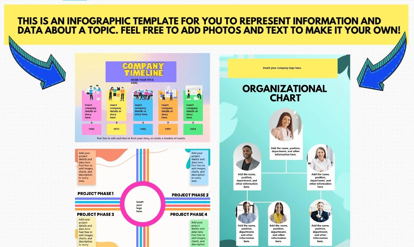 Bármely fogalmat alakíthat Frayer-stílusú, egyoldalas vizuális ábrázolássá a ClickUp Infographic Whiteboard Template segítségével