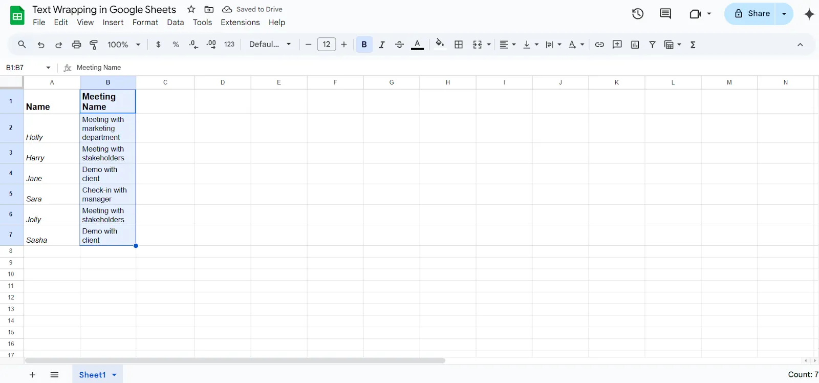 วิธีห่อข้อความใน Google Sheets วิธีที่ 1 ขั้นตอนที่ 5
