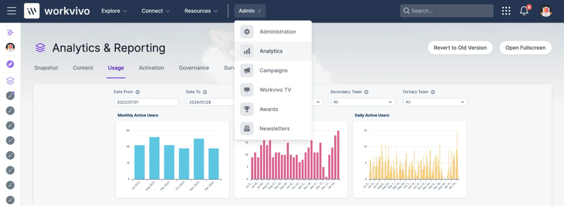 Dashboard Workvivo