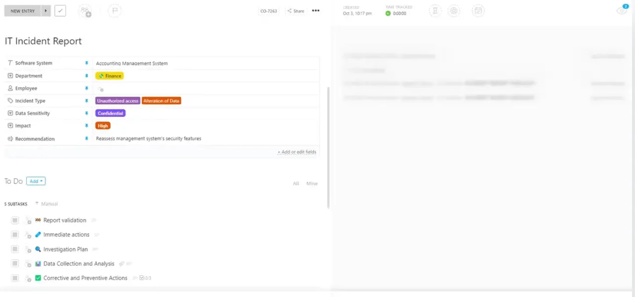 Plantilla de informe de incidencias de TI de ClickUp: Plantillas de manuales de operaciones