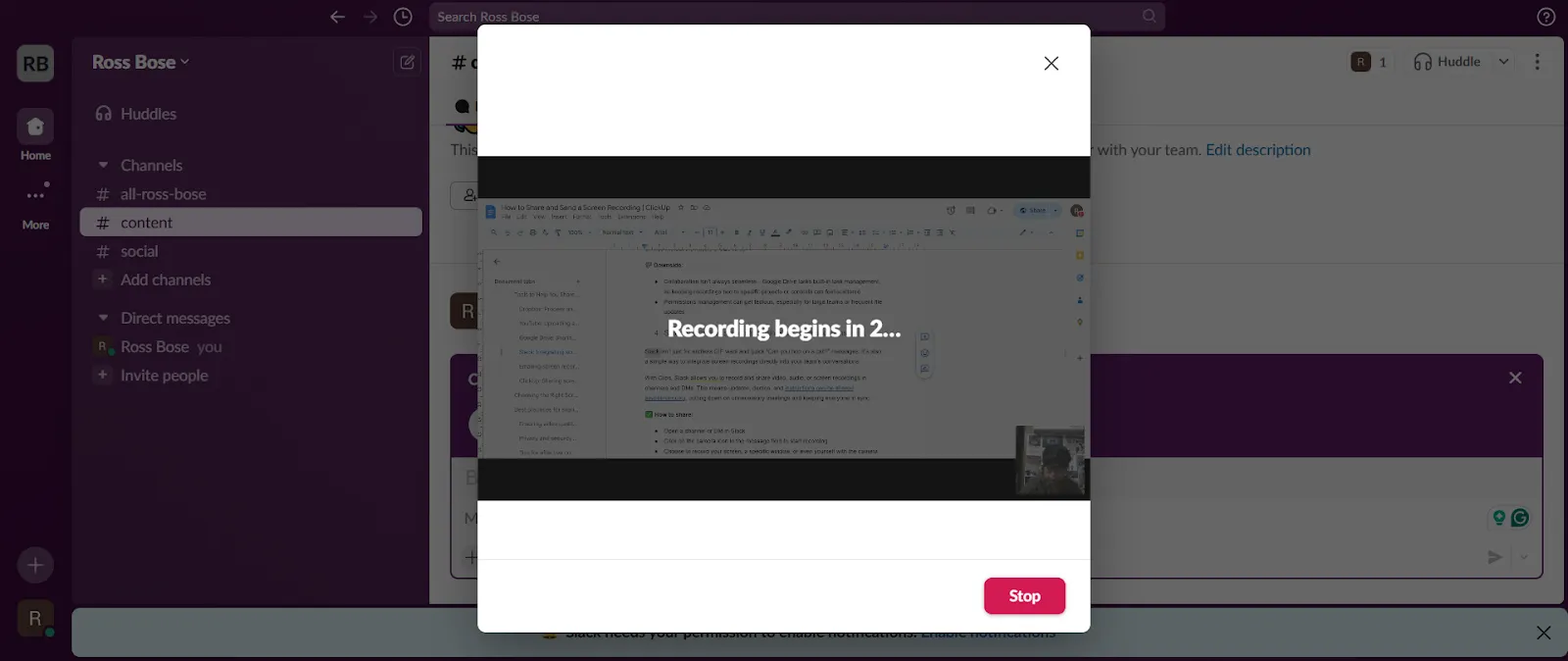 Slack: 화면 녹화 공유 방법
