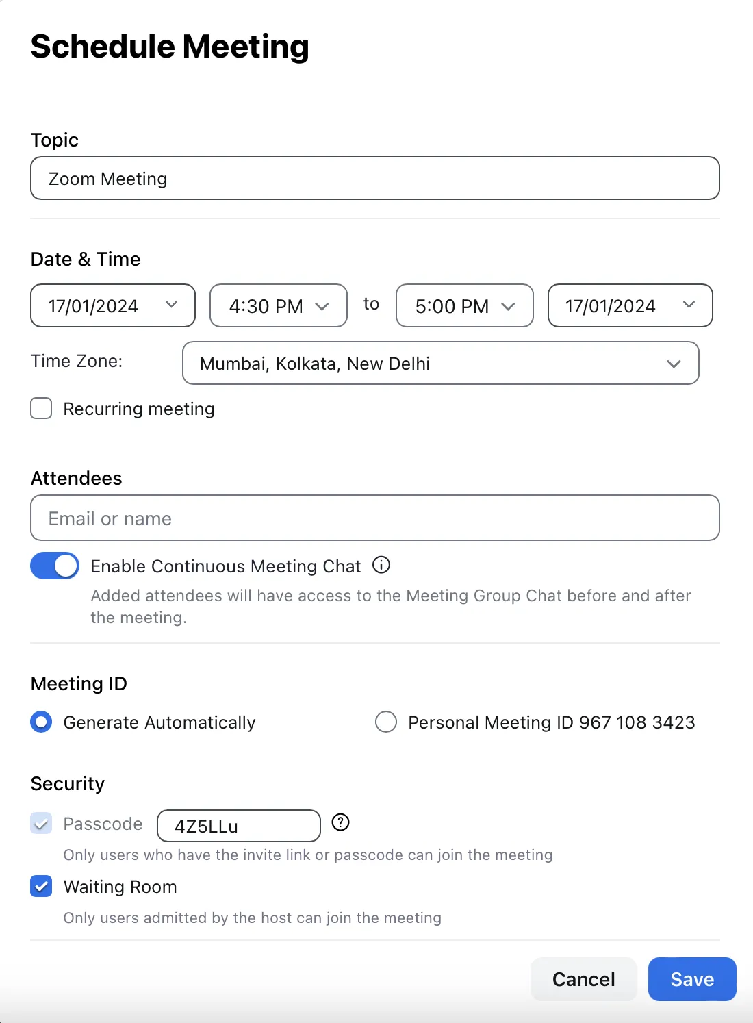 Personalizar las opciones de reunión en Zoom