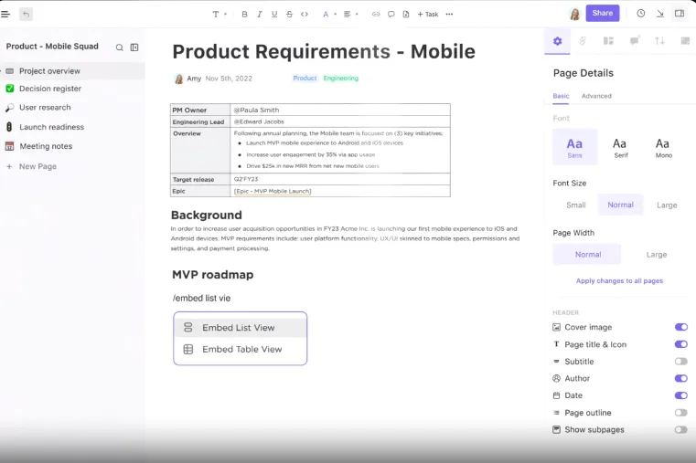 Suite di produttività ClickUp
