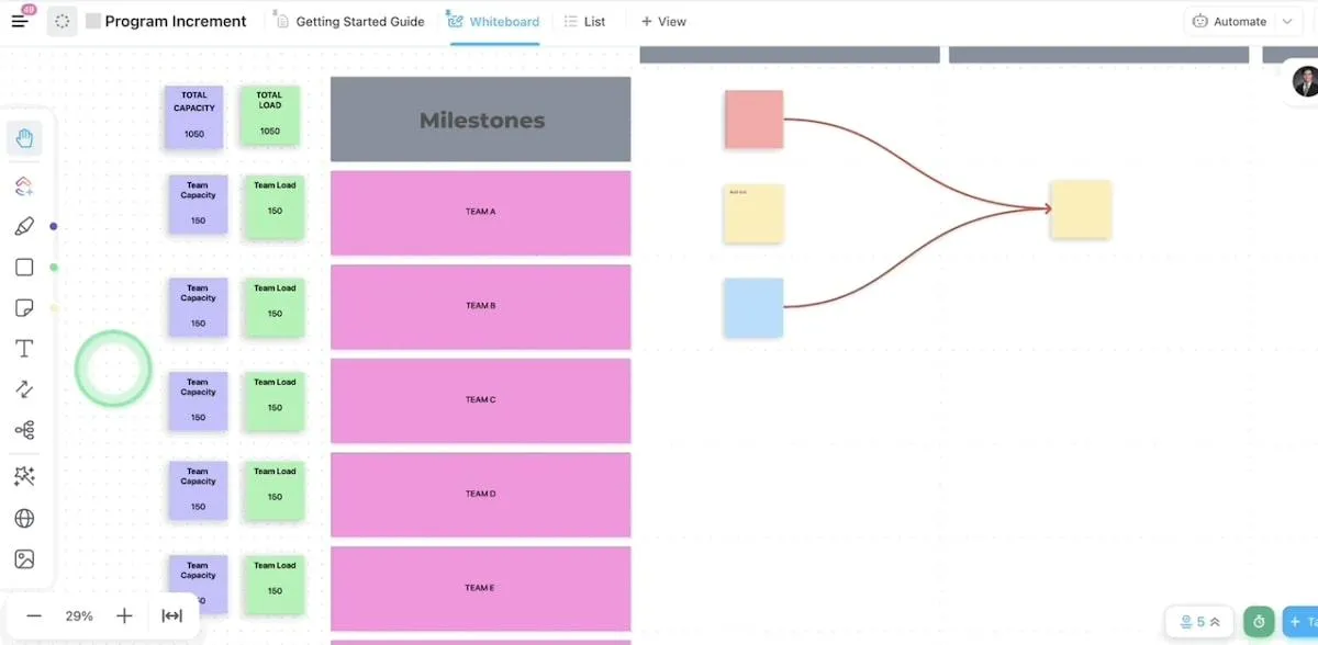 Modello di bacheca di incremento del programma ClickUp