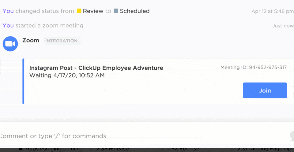 Работно пространство ClickUp