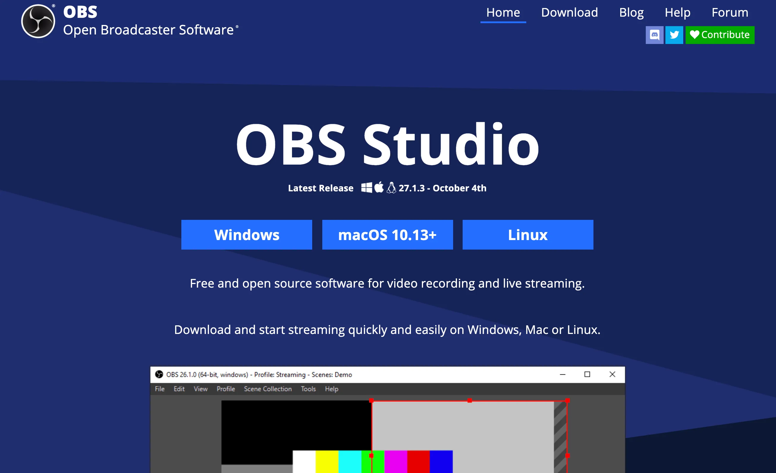 OBS Studio-Startseite