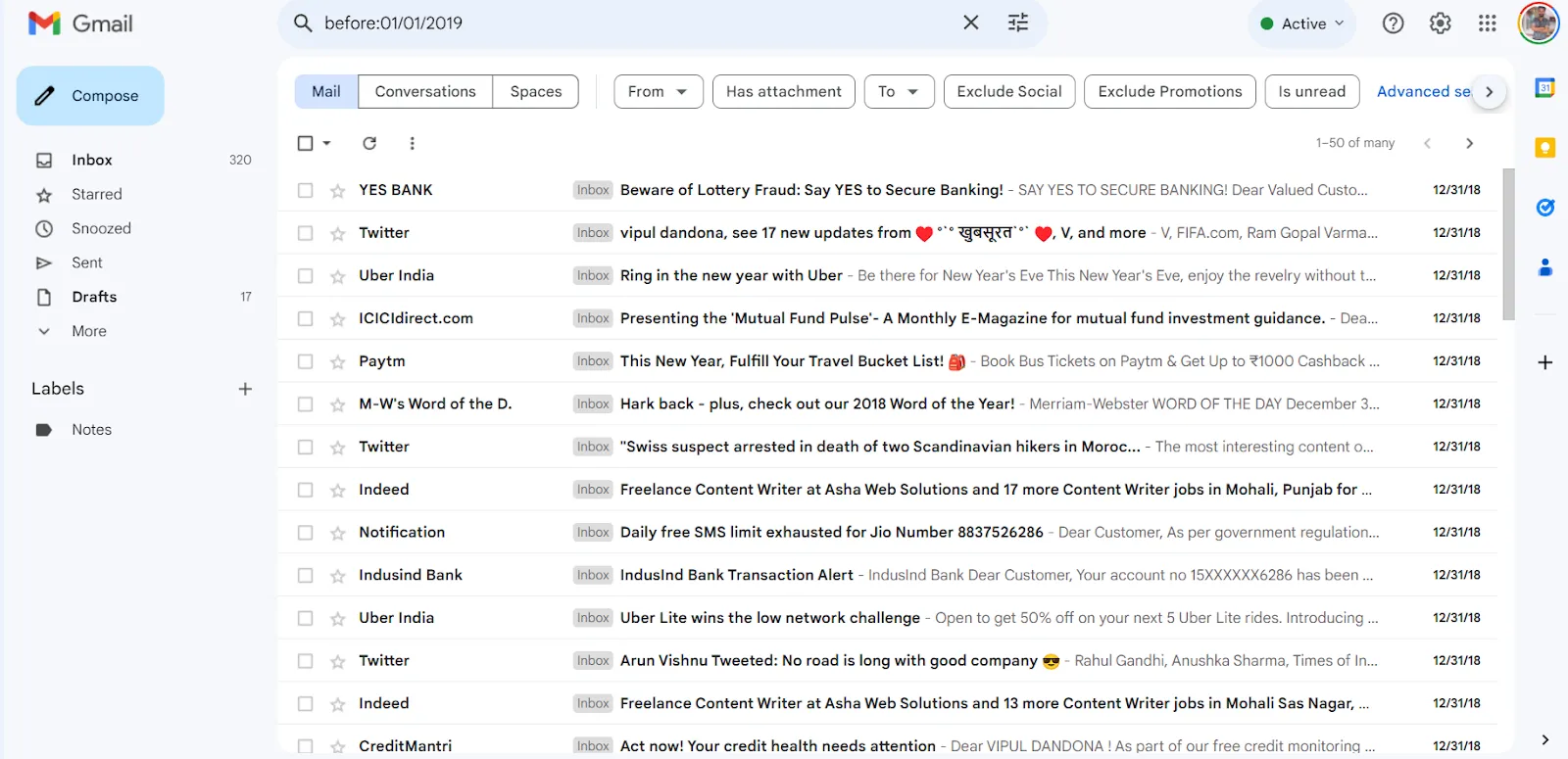 Xóa các email cũ