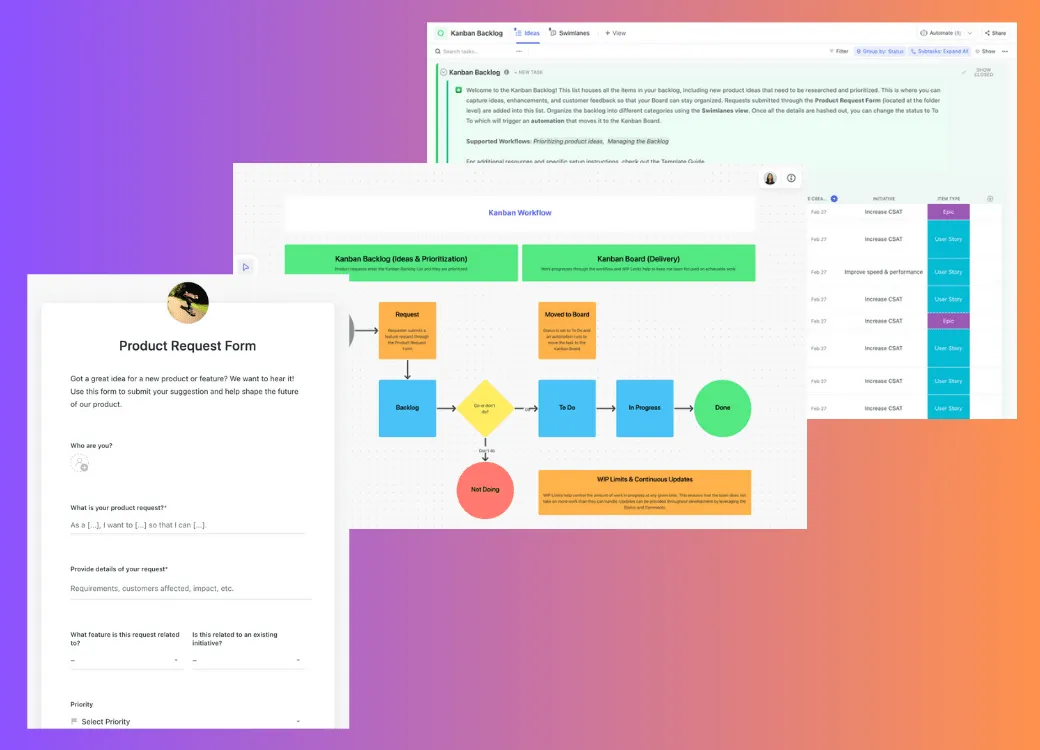 Kanban für Softwareentwicklung – Vorlagen von ClickUp