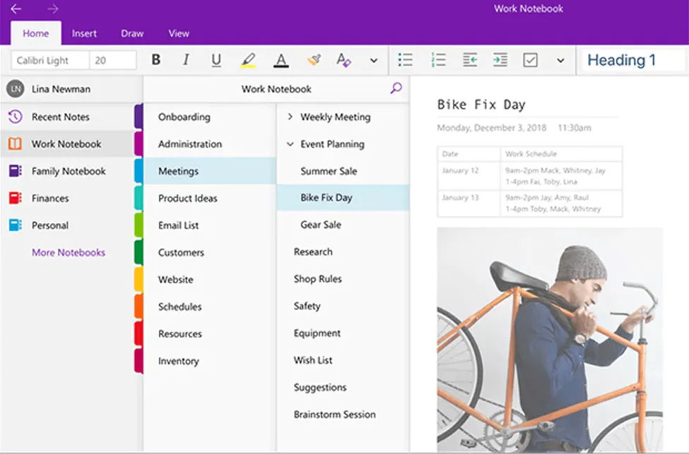 Esempio di prodotto OneNote Notebook