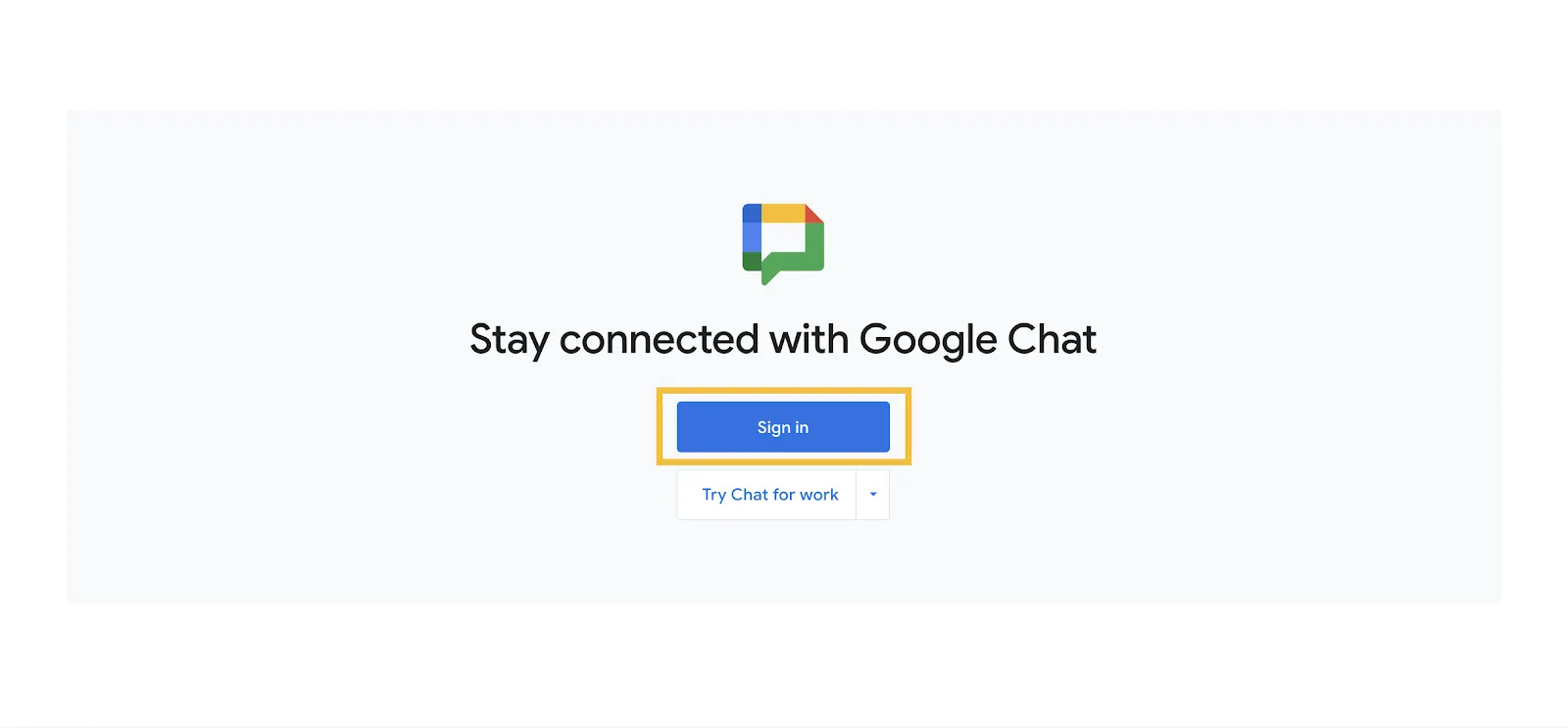 Page de connexion à Google Chat Comment programmer des messages sur Google Chat