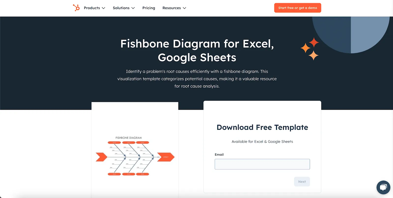 Halcsontdiagram-sablon Excelben a Hubspot-tól
