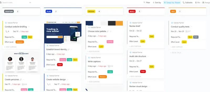 قم بإنشاء خطة مفصلة لإدارة موقعك الإلكتروني باستخدام قالب ClickUp Website Planner