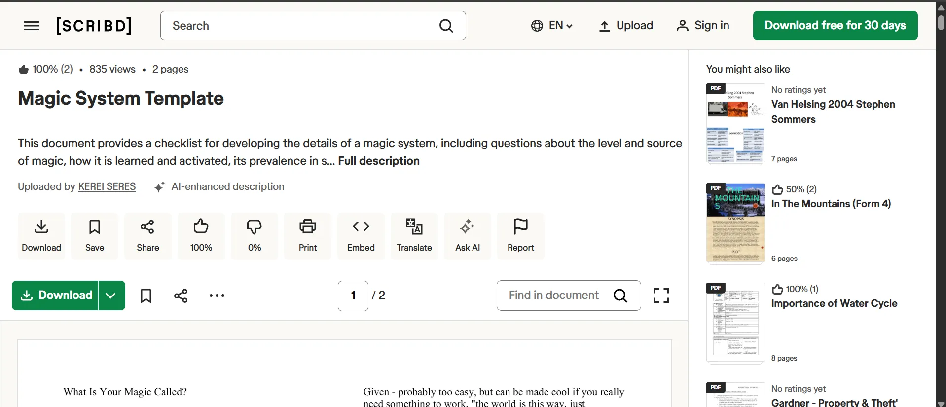 Modèle de système magique par Scribd-
