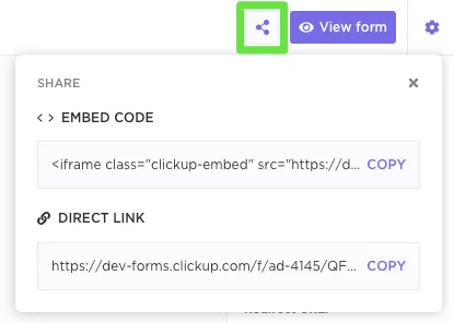 ClickUp form özellikleri