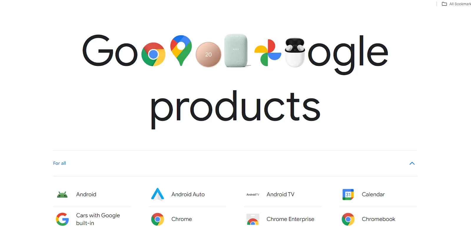 Prodotti Google
ecosistema di prodotti