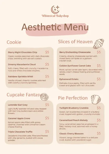 Modèle de menu esthétique par Template.net