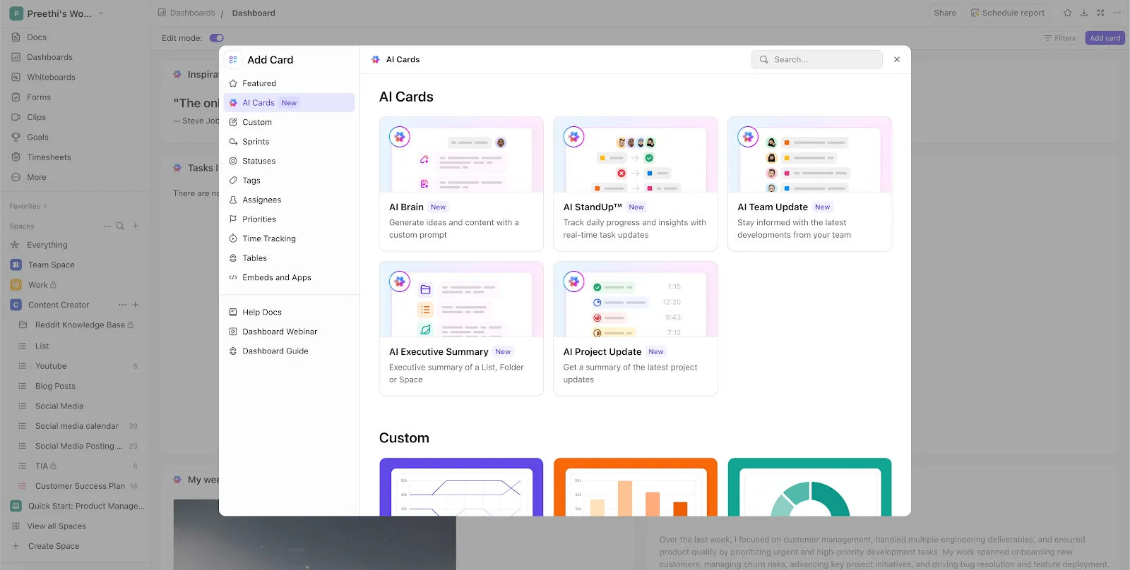 ClickUp Dashboard: hur tillväxtchefer kan hantera innehållskalendrar för flera kanaler