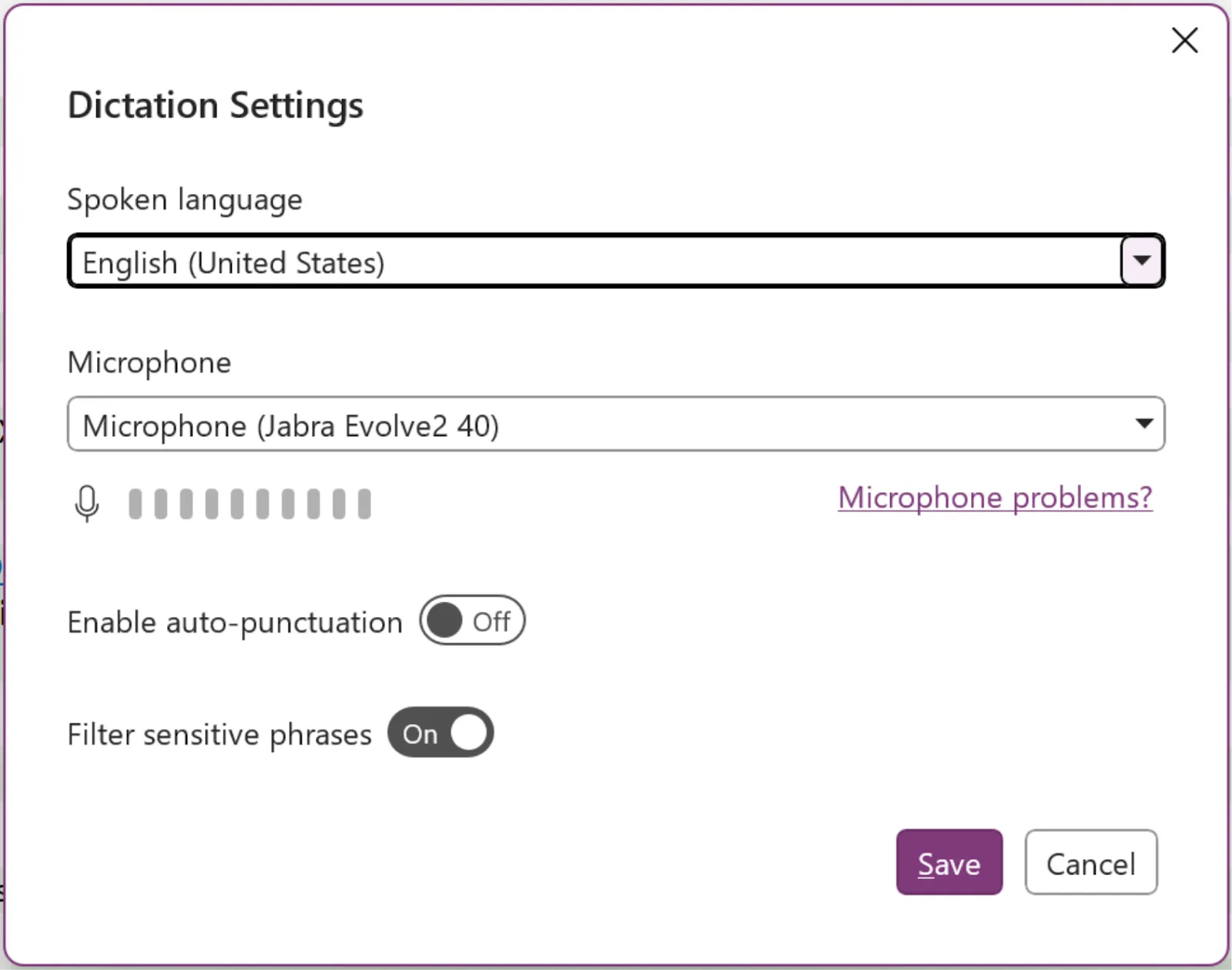 MS OneNote Dictation