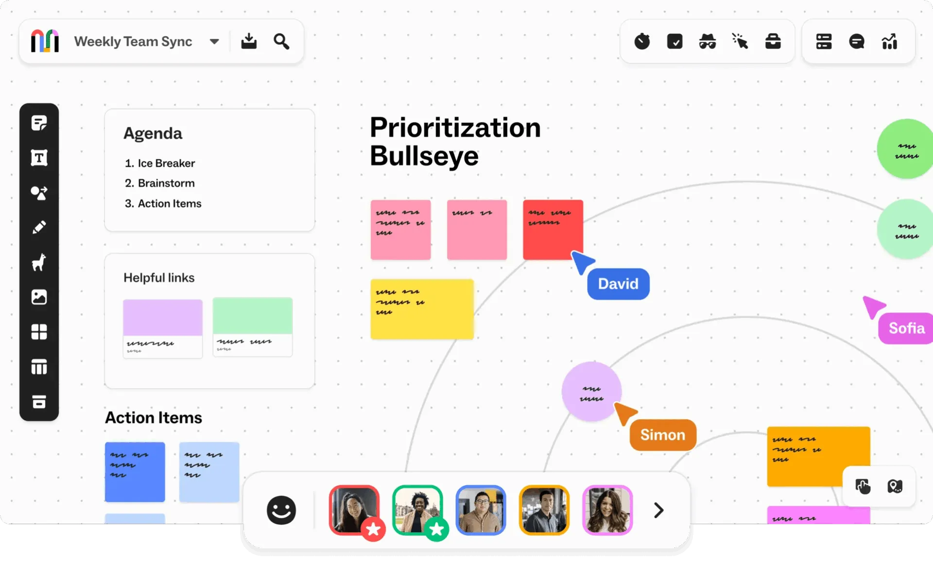 Die Moderationswerkzeuge von Mural: Mural erleichtert die Moderation mit Tools zum Sperren von Elementen und zur Steuerung von Sitzungen