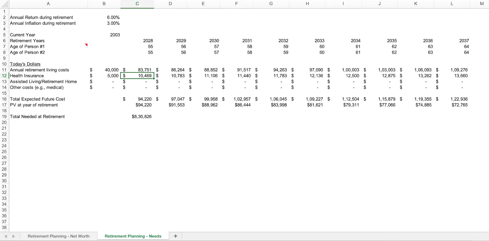 Plantilla de hoja de cálculo para el plan anual de la jubilación de Excel Templates.
