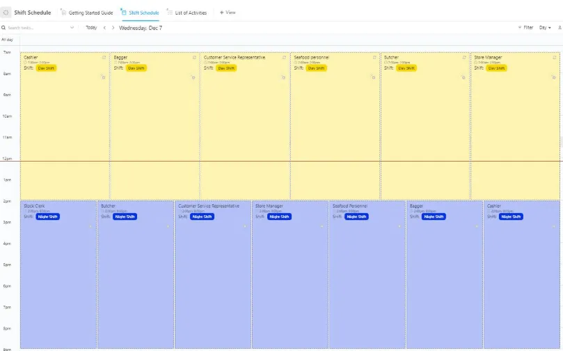 Šablona ClickUp Shift Schedule; šablona pro blokování času Google Sheets