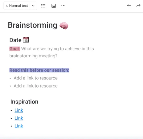 Capture d'écran de monday.com Docs