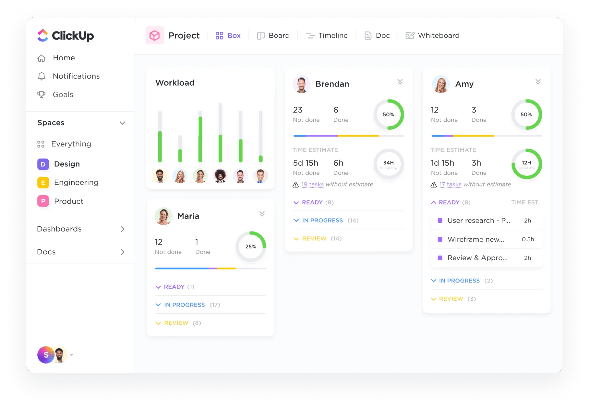 Chế độ xem khối lượng công việc của ClickUp
