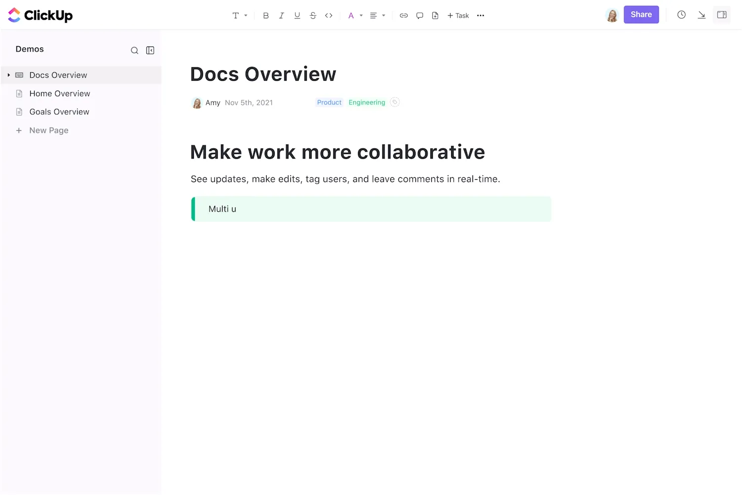ClickUp Dokumente