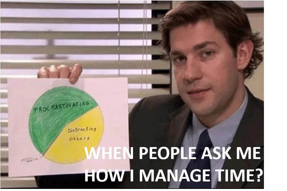 Gestiona el tiempo mediante la procrastinación meme sobre hojas de horas