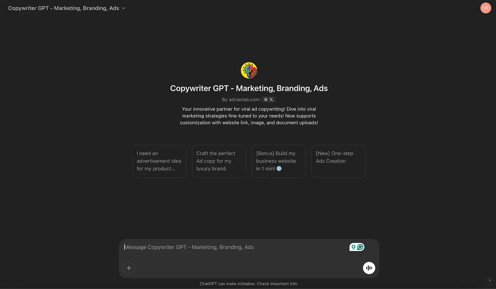 Най-добрите GPT за писане: Copywriter GPT: Най-добър за създаване на маркетингови текстове