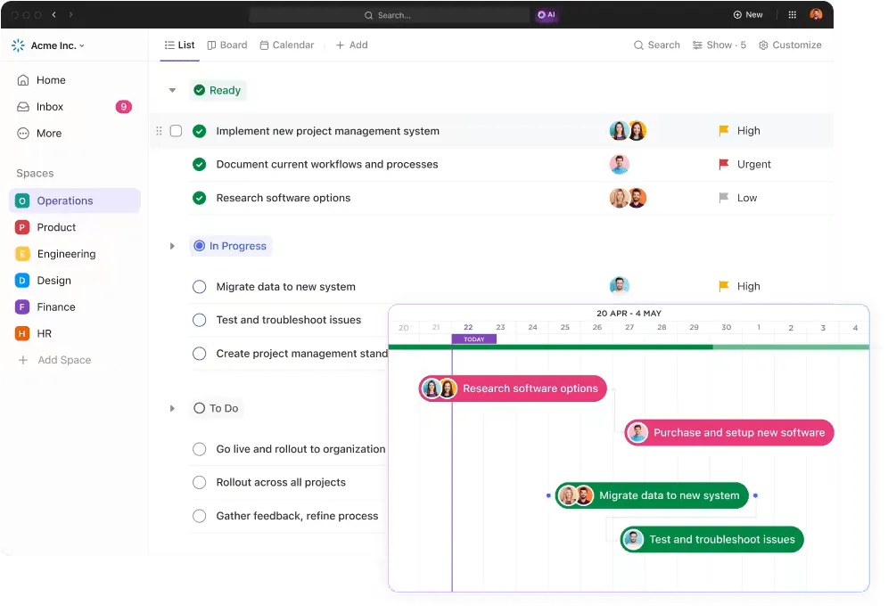 Využívejte řešení IT a PMO od ClickUp k vytvoření strategického plánu IT.