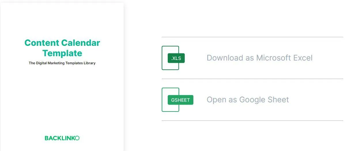 Modello di calendario dei contenuti di Backlinko