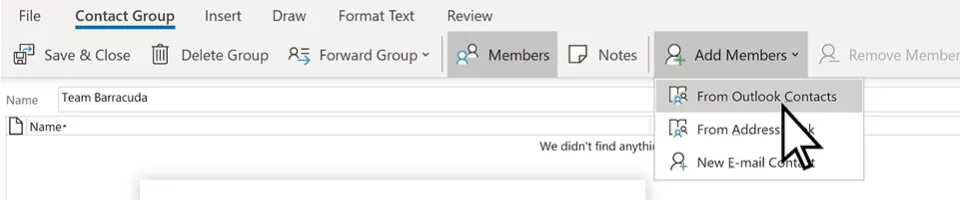Añadir personas al grupo de contactos en Outlook