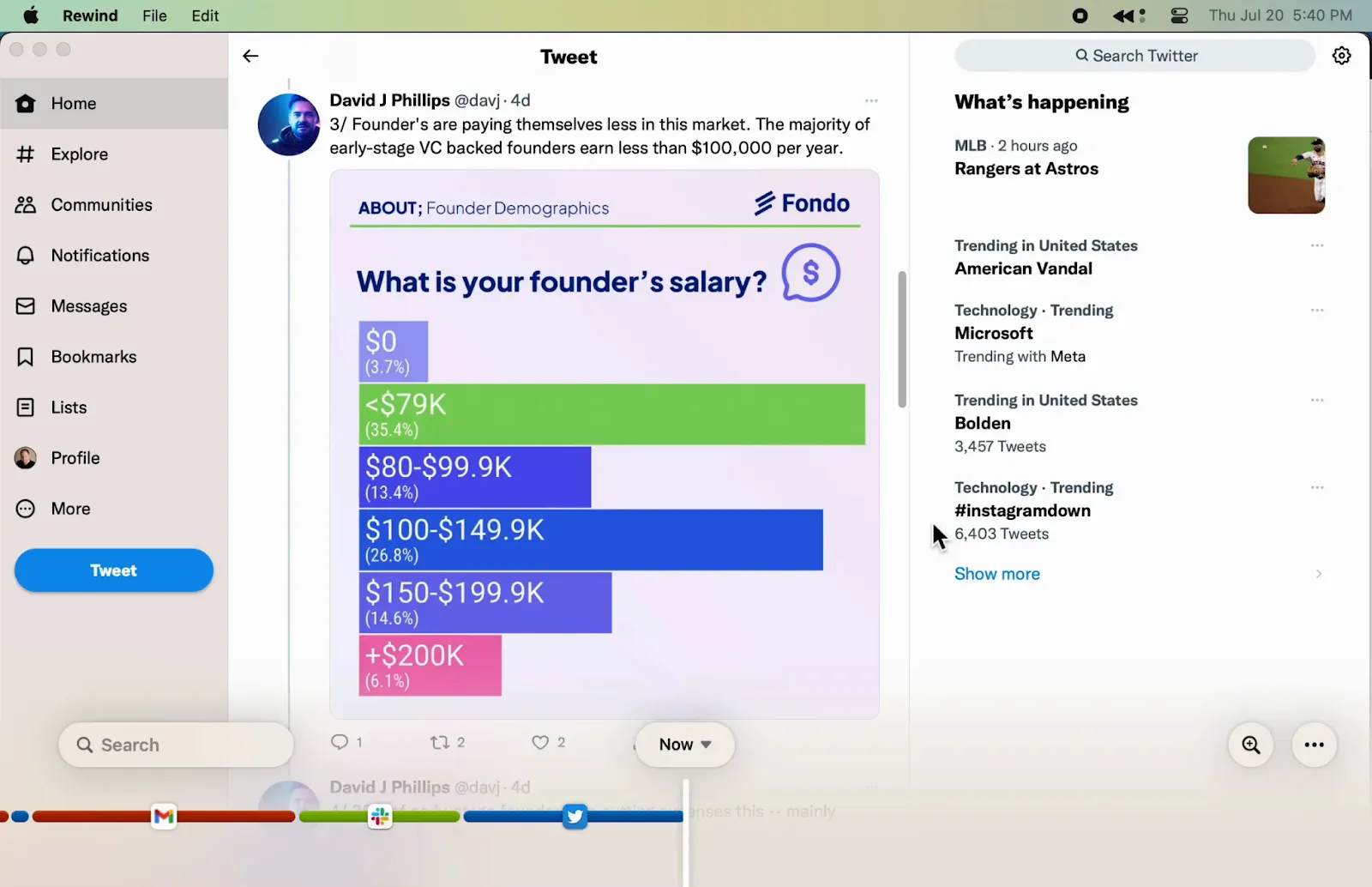 Rewind AI Dashboard