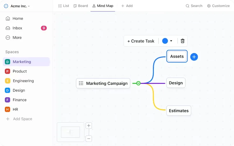 ClickUp Mind Maps: Template Diagram Lotus