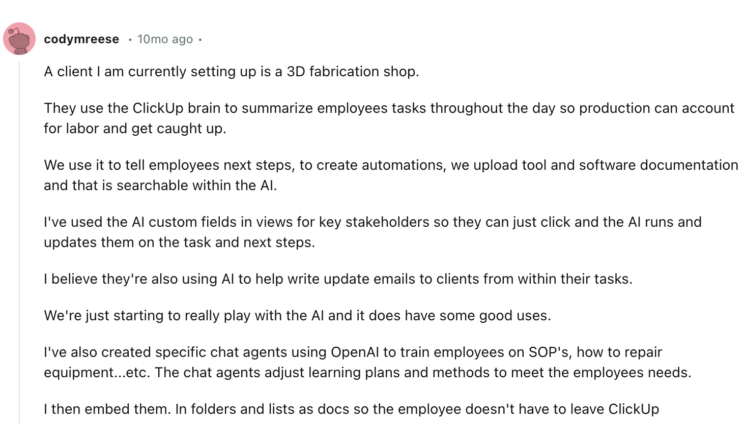 Reddit-Bewertung – ClickUp