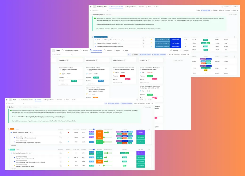 Vorlage für einen strategischen Marketingplan von ClickUp