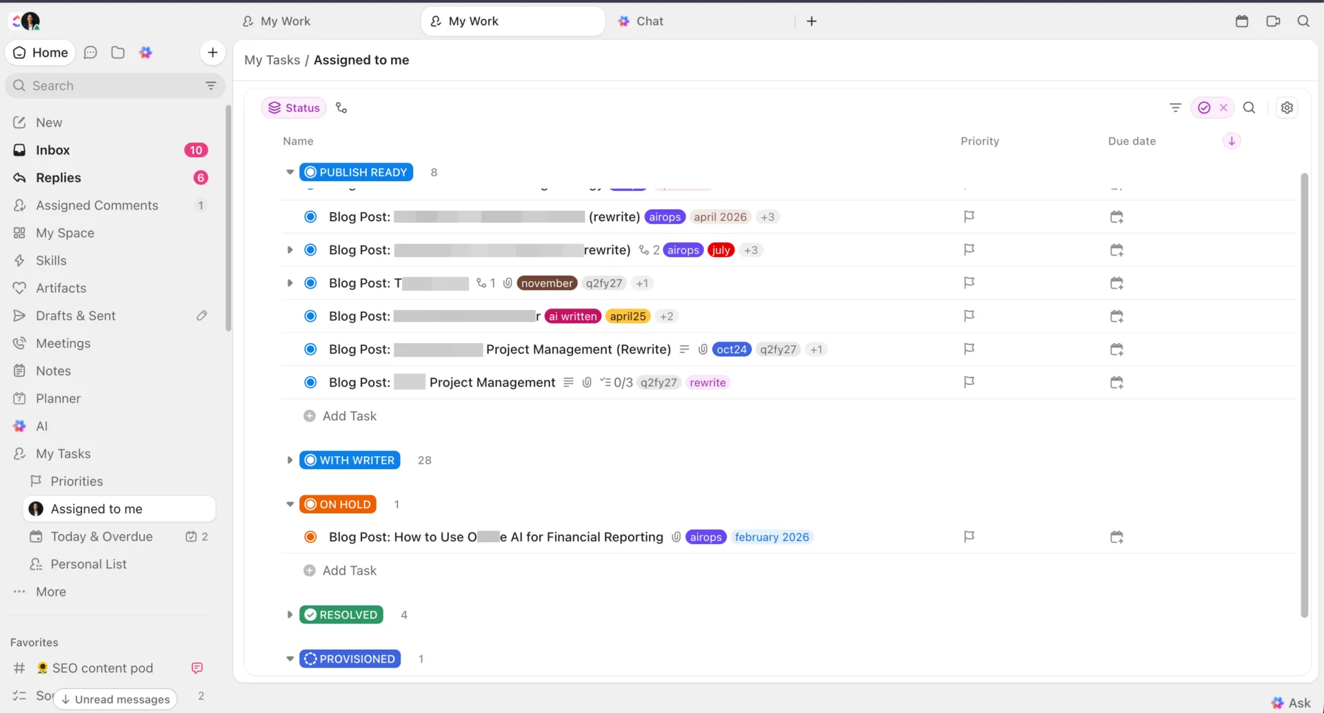 Centraliza el trabajo de tus proyectos con ClickUp para mantener conectadas las tareas, los documentos y la comunicación: ClickUp frente a Notion