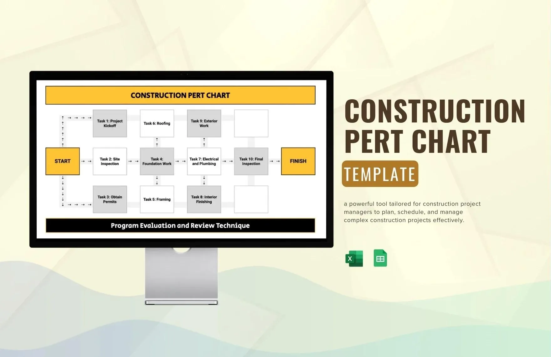 Modèle de diagramme PERT pour la construction dans Google Sheets par Template.net