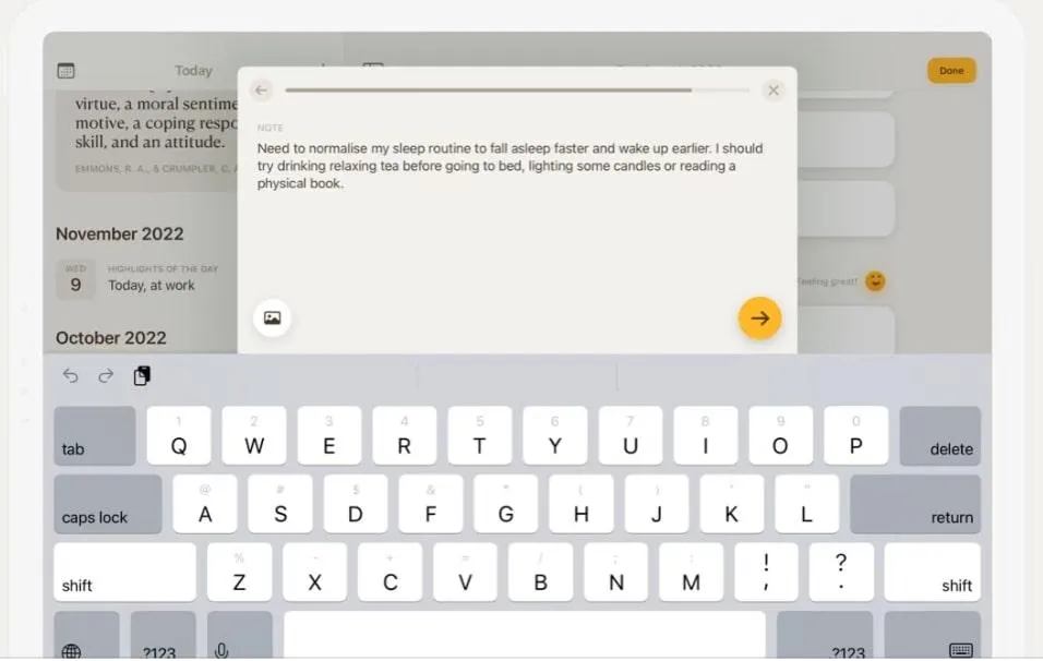 Digitale Tagebuch-Apps: Beispiel für einen Eintrag im „Five Minute Journal“