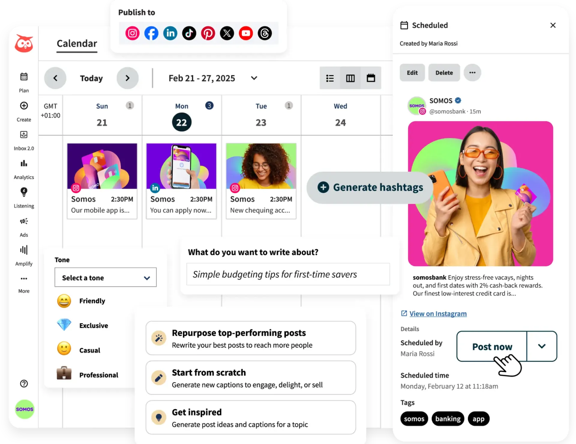 لوحة تحكم Hootsuite OwlyWriter AI: أدوات الذكاء الاصطناعي لوكالات التسويق