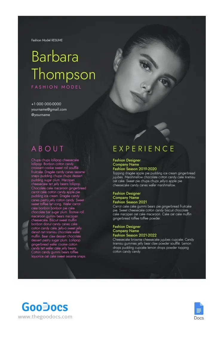 Currículum de modelo de moda