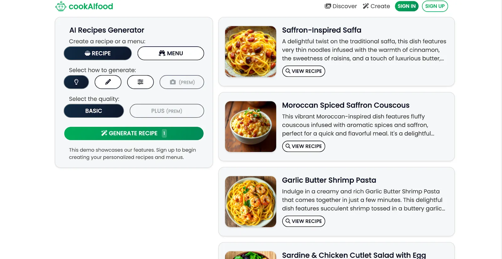 CookAIfood: AI Tarif Oluşturucu