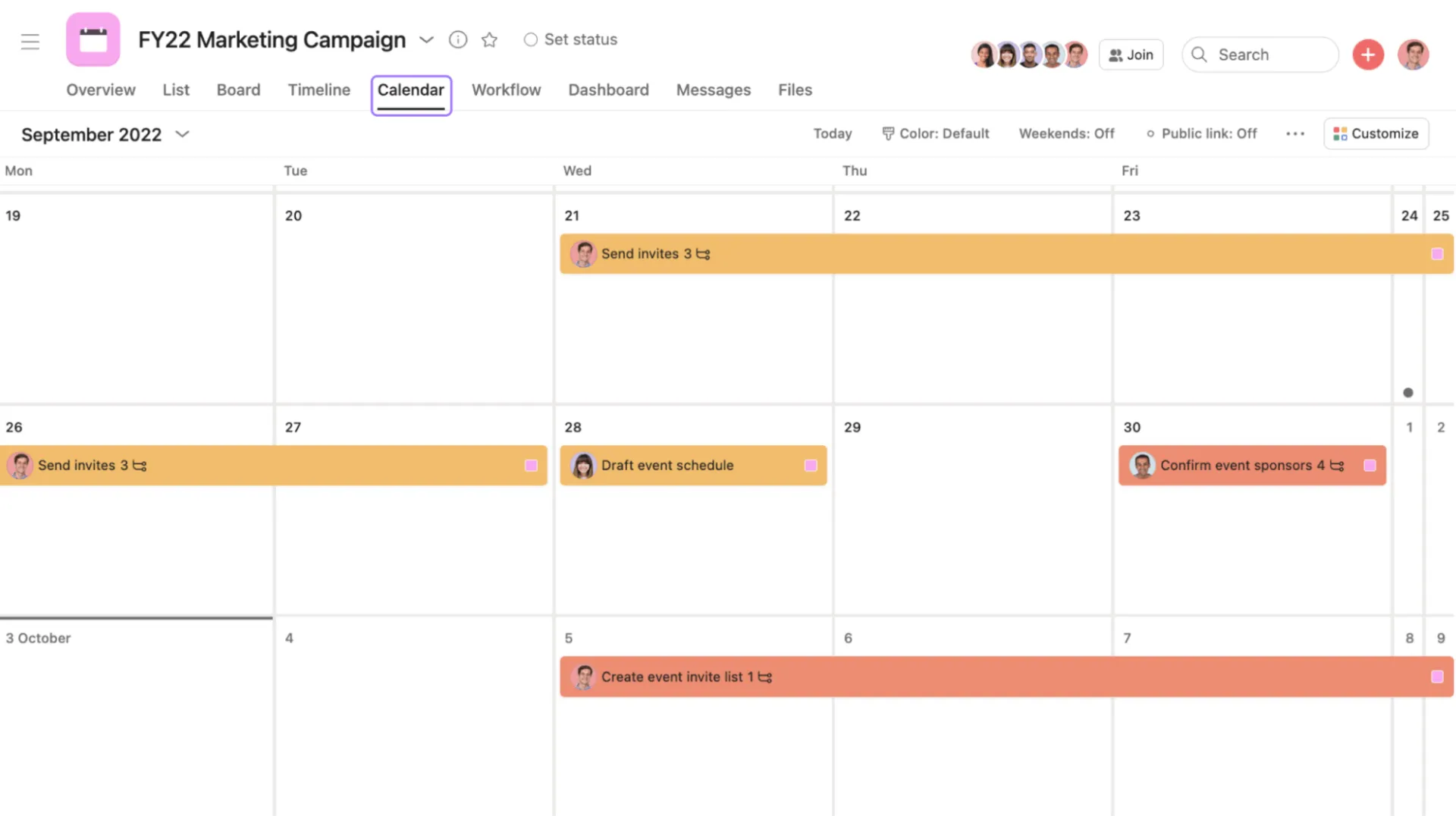 Asana: Projektmanagement-Kalender