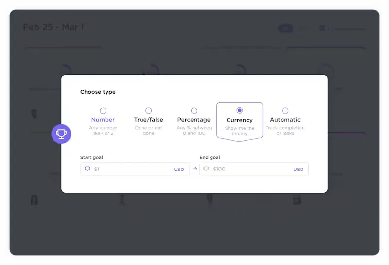 Obiettivi monetari in ClickUp Goals: come utilizzare ClickUp per la definizione degli obiettivi