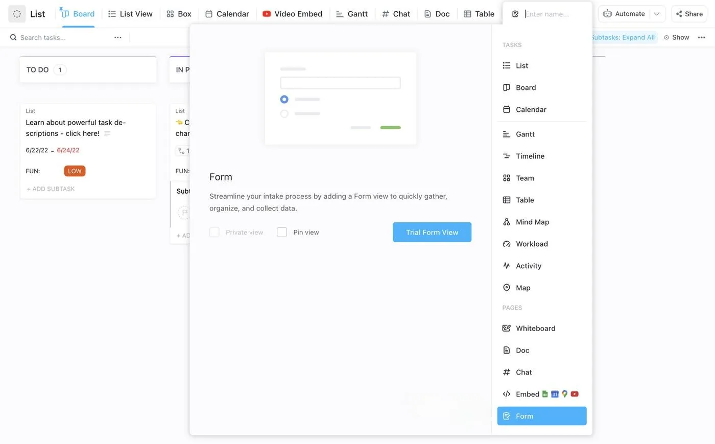 Effektive Kommunikation für ein ideales Kundenerlebnis beginnt mit ClickUp-Formularen.